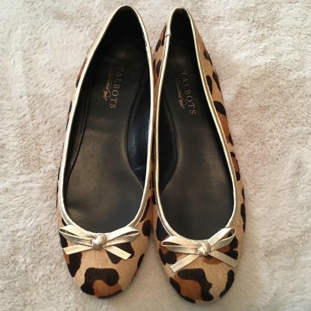 Talbots Leopard Print Calf Hair Ballerina Flats - 7AA Narrow